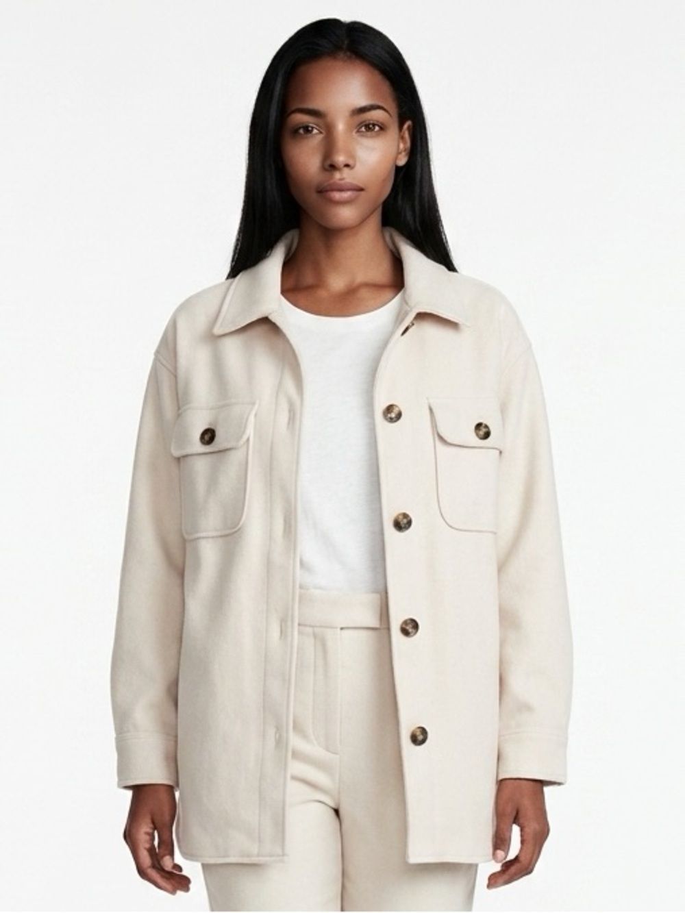 Forever 21 | Cream Button-Up Shacket Jacket Women’s Size Medium